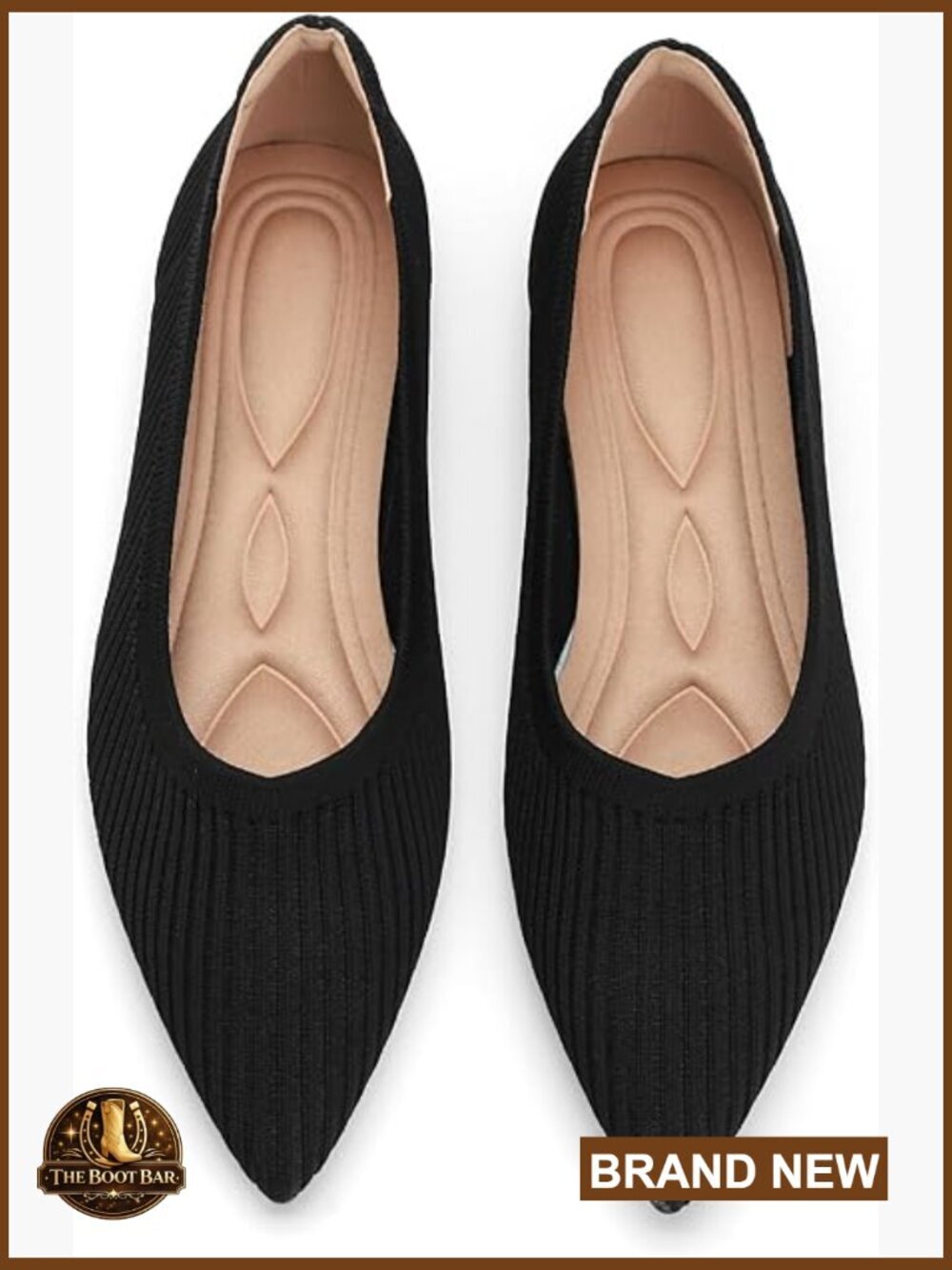 Women's Pointed Toe Knit Ballet Flats Comfortable Slip On Dressy Casual Office